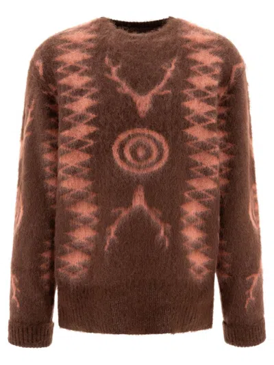 South2 West8 Patterned Pullover Sweater In Brown