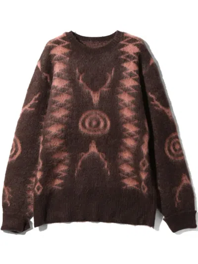 South2 West8 Loose Fit Sweater In Brown In Marrone
