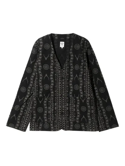 South2 West8 Printed Blazer In 黑色