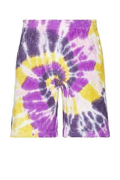 South2 West8 String Easy Short Cotton Pile Tie Dye In B-yellow & Purple