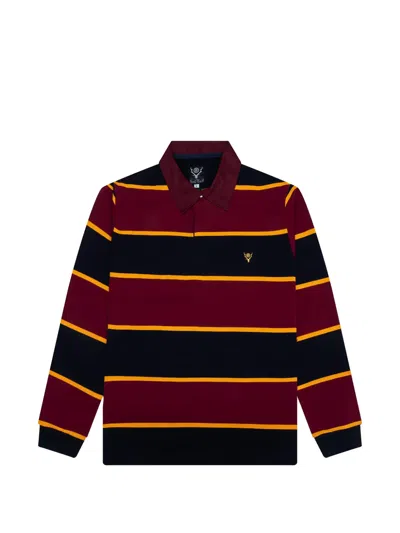 South2 West8 Striped Collared Polo Shirt In Multi