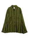 South2 West8 Striped Pocket Shirt In Green