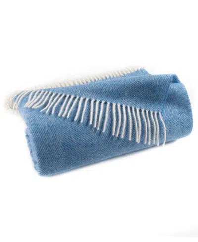 Southampton Home Shetland Lambswool Herringbone Throw, 55" X 72" In Blue