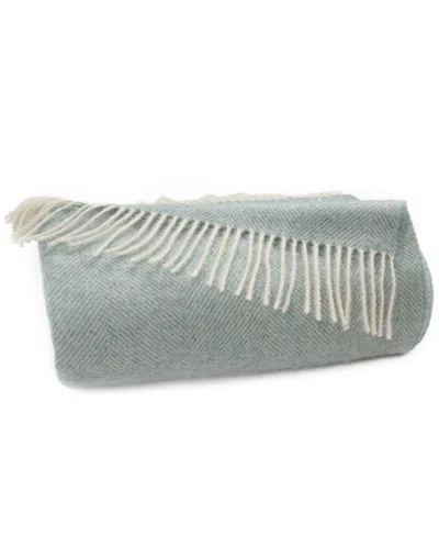 Southampton Home Shetland Lambswool Herringbone Throw, 55" X 72" In Blue