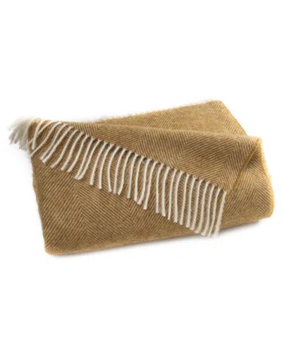Southampton Home Shetland Lambswool Herringbone Throw, 55" X 72" In Gold
