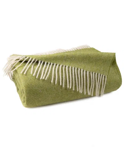 Southampton Home Shetland Lambswool Herringbone Throw, 55" X 72" In Green
