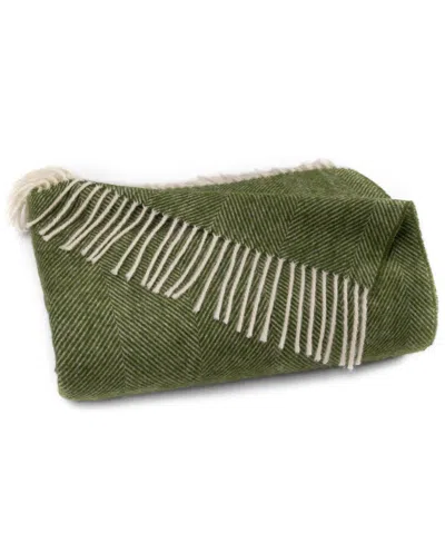 Southampton Home Shetland Lambswool Herringbone Throw, 55" X 72" In Green