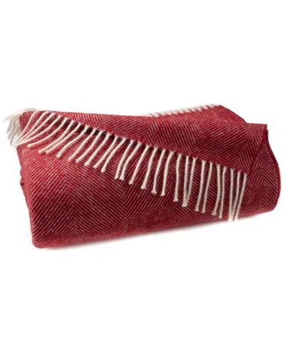 Southampton Home Shetland Lambswool Herringbone Throw, 55" X 72" In Red