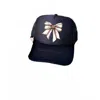 Southern Attitude Women's Baseball Bow Trucker Hat In Black In Blue