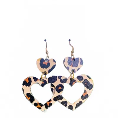 Southern Attitude Women's Double Heart Wooden Earrings In Multi