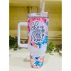 Southern Backroad Tees She Is Strong Floral Mom Tumbler - 40 oz In White In White