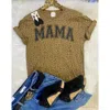 Southern Backroad Tees Women's Mama Leopard Graphic Short Sleeve Tee In Soft Tan