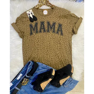Southern Backroad Tees Women's Mama Leopard Graphic Short Sleeve Tee In Soft Tan In Multi