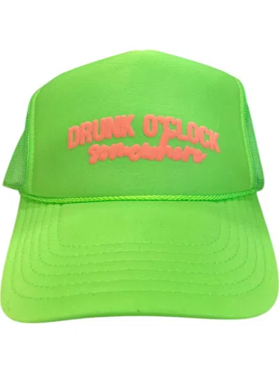 Southern Bliss Drunk O'clock Somewhere Trucker Hat In Green