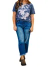 Southern Bliss Fireside And Friends Bomba V-neck Tee In Blue In Blue