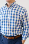 Southern Casanova Mellow Maize Check Button Down Shirt In Blue