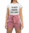 Southern Chic Nicer Than My Face Looks Graphic Tee In White