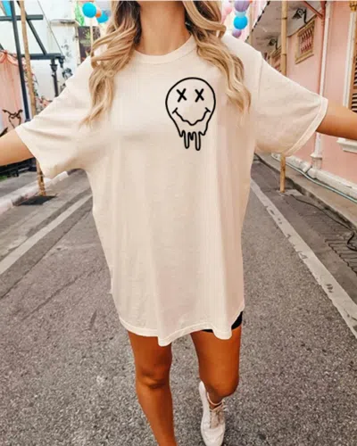 Southern Chic Overstimulated Moms Club Graphic Tee In Beige