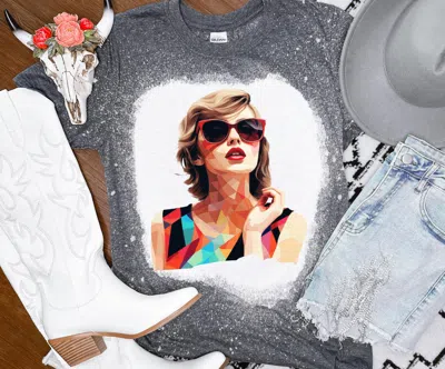 Southern Chic Women's Geometric Swifty Graphic Tee In Bleached Charcoal In Multi
