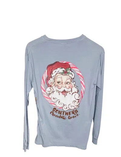 Southern Chocolate Gravy Women's Santa Face Long Sleeve Tee In Grey
