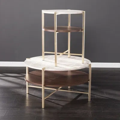 Southern Enterprises Ardmillan 3 Piece Living Room End Table And Coffee Table Set In Brass