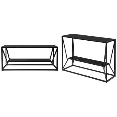 Southern Enterprises Argall 2 Piece Living Room Table Set In Black