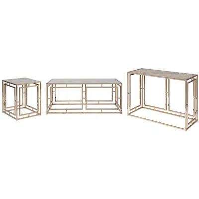 Southern Enterprises Simondly 3 Piece Living Room Table Set In Champagne
