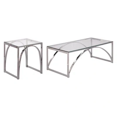 Southern Enterprises Stevenly 2 Piece Living Room Table Set In Chrome