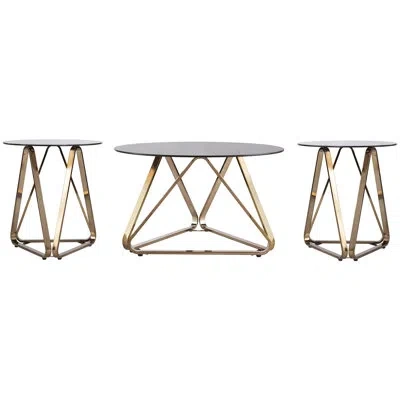 Southern Enterprises Stondon 3 Piece Living Room Table Set In Champagne