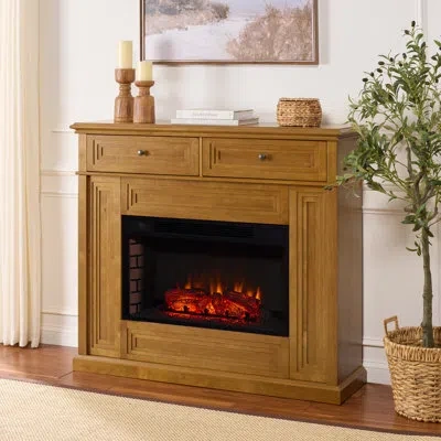 Southern Enterprises Trevor 2 Draw Mantel Fireplace In Brown
