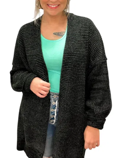 Southern Grace & Rose Tinley Cozy Sweater Cardigan In Black