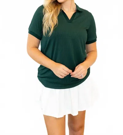 Southern Grace Beauty Polo Blouse In Hunter Green