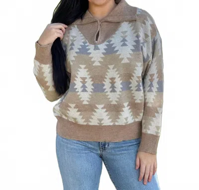 Southern Grace Big Sky Sweater In Beige In Multi