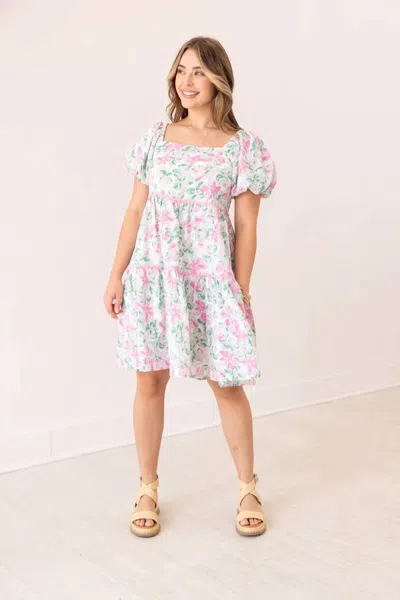 Southern Grace Botanic Beauty Mini Dress In White Floral In Multi
