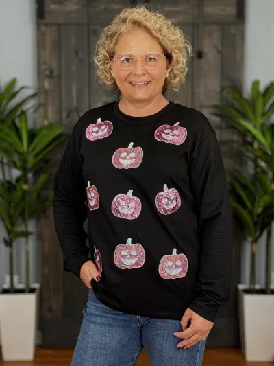Southern Grace Call Me Pumpkin Sweatshirt In Black
