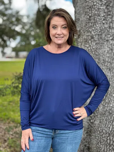 Southern Grace Carolyn Long Sleeve Top In Navy In Blue