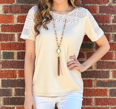 Southern Grace Don't Worry So Much Lace Top In Beige In Neutral