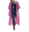 Southern Grace Elbow Sleeve Kimono Duster In Pretty-n-pink In Multi