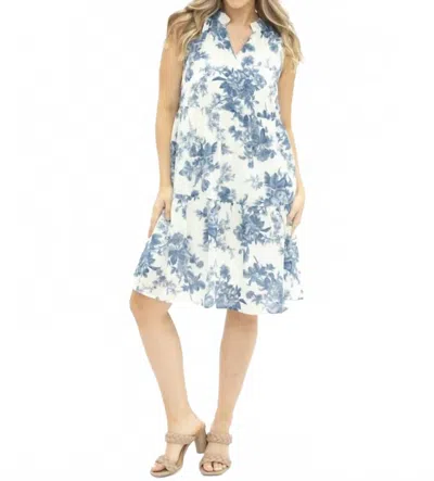 Southern Grace Emily Tank Midi Dress In Blue Floral In White