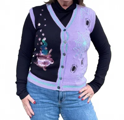 Southern Grace Frightfully Fun Vest In Black In Purple