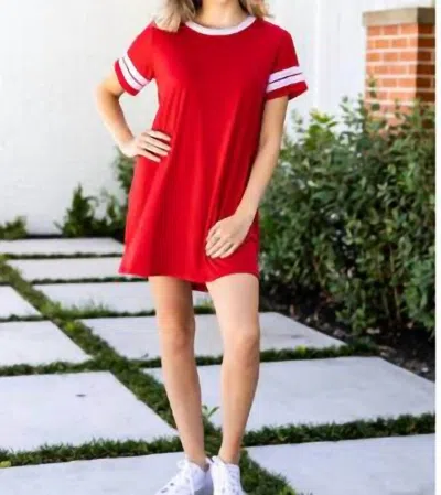 Southern Grace Game Day Dress In Plain In Red