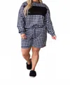 Southern Grace Gingham Loungewear Set With Shorts And Sequins In Black In Multi