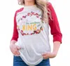 Southern Grace Hail To The King Baseball Jersey With Lace Accent Christmas Shirts Small In White/red In White