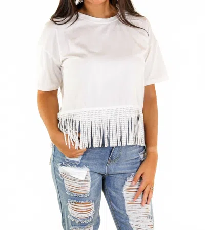 Southern Grace Here For The Show Studded Fringe Crop Top - Plus In White