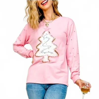 Southern Grace Holiday Sweatshirts In Christmas Cookie Patch In Pink