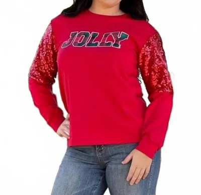 Southern Grace Holiday Sweatshirts In Jolly In Red