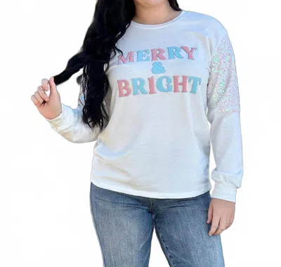 Southern Grace Holiday Sweatshirts In Merry And Bright In White
