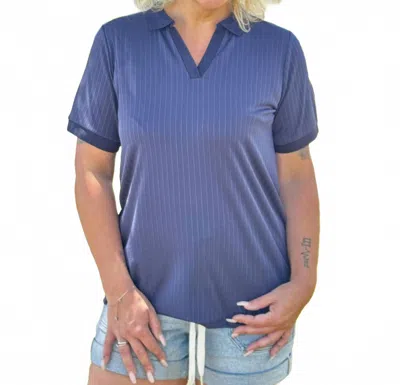 Southern Grace Jennifer Collared Top In Navy In Blue