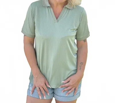 Southern Grace Jennifer Collared Top In Sage Green