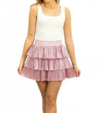 Southern Grace Kiley Shimmer Tiered Mini Skort In Pink